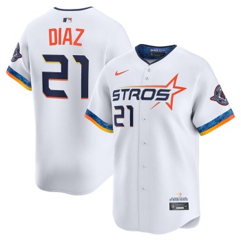Men's Houston Astros #21 Yainer Diaz White 2025 City Connect Limited Stitched Baseball Jersey Men's Houston Astros #21 Yainer Diaz White 2025 City Connect Limited Stitched Baseball Jersey