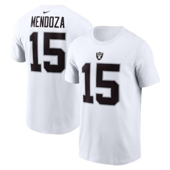 Men's Las Vegas Raiders #15 Fernando Mendoza White Name & Number T-Shirt