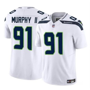 Men's Seattle Seahawks #91 Byron Murphy II White 2024 Draft F.U.S.E Vapor Limited Stitched Football Jersey Men's Seattle Seahawks #91 Byron Murphy II White 2024 Draft F.U.S.E Vapor Limited Stitched Football Jersey