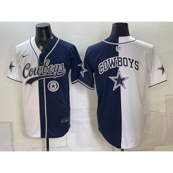 Men's Dallas Cowboys Navy Split Cool Base Stitched Baseball Jersey