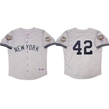 Youth New York Yankees #42 Mariano Rivera Gray 2009 World Series Road Stitched Baseball Jersey