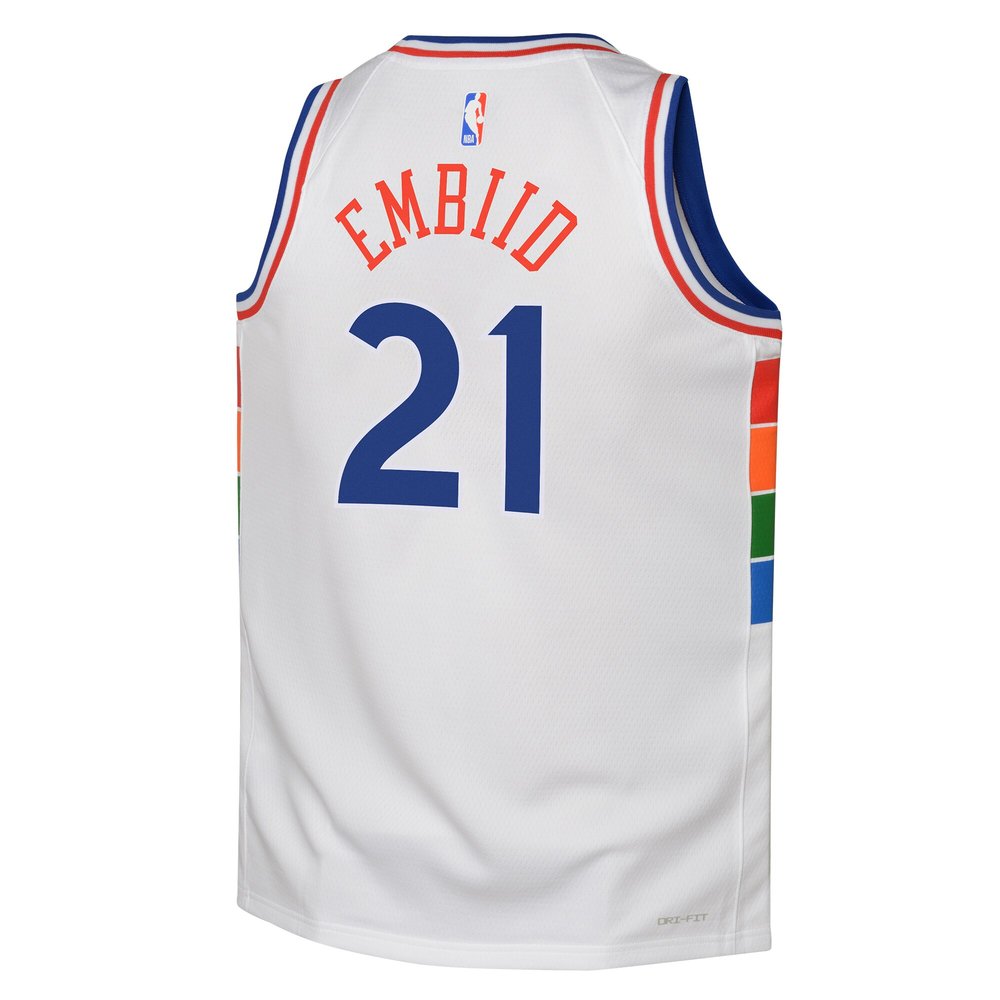 Youth Philadelphia 76ers Joel Embiid White 2024/25 Swingman Player Jersey - City Edition