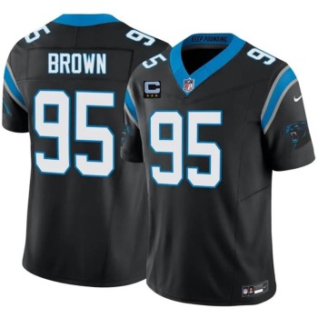 Men's Carolina Panthers #95 Derrick Brown Black 2026 3-Star C Patch Vapor F.U.S.E. Limited Jersey