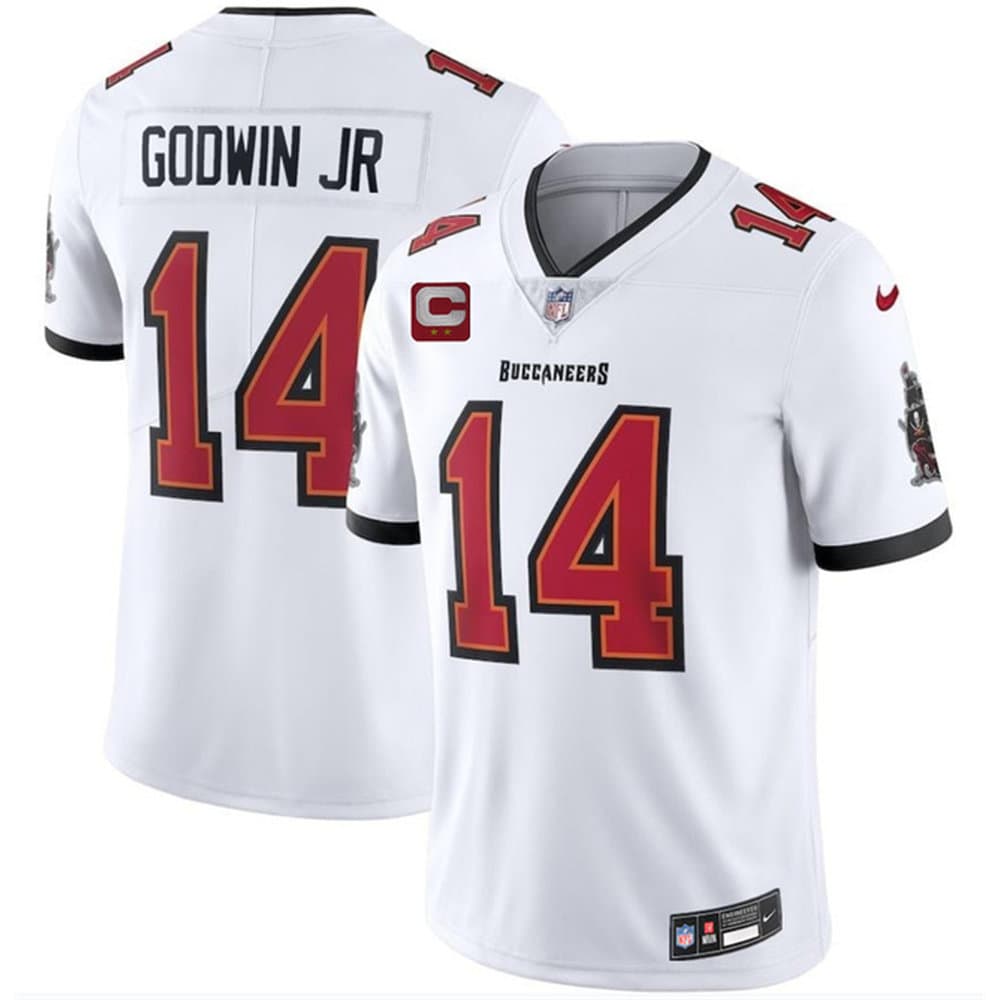 Men's Tampa Bay Buccaneers #14 Chris Godwin Jr White 2026 With 2-Star C Patch Vapor Limited Jersey