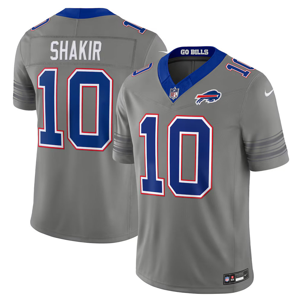Men's Buffalo Bills #10 Khalil Shakir Nike Gray Nickel City Vapor F.U.S.E. Limited Jersey