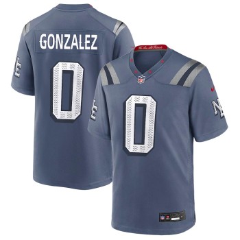 Youth New England Patriots #0 Christian Gonzalez Blue Rivalries Collection Game Jersey