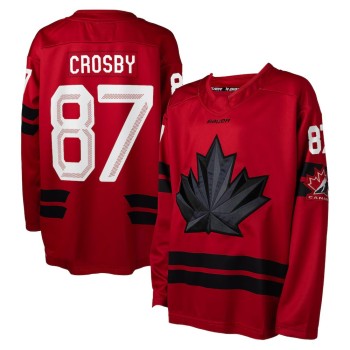 Men's Canada Hockey #87 Sidney Crosby Red 2026 Away Replica Jersey