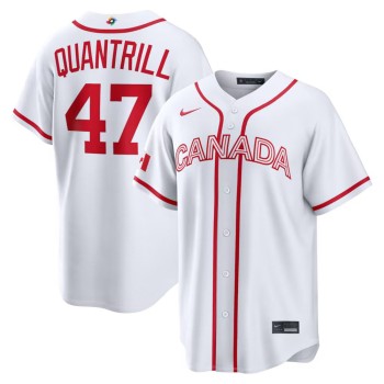 Youth Canada Baseball #47 Cal Quantrill White 2026 World Baseball Classic Home Stadium Jersey