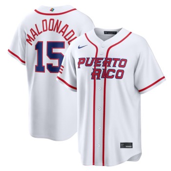 Youth Puerto Rico Baseball #15 Martin Maldonado White 2026 World Baseball Classic Home Stadium Jersey