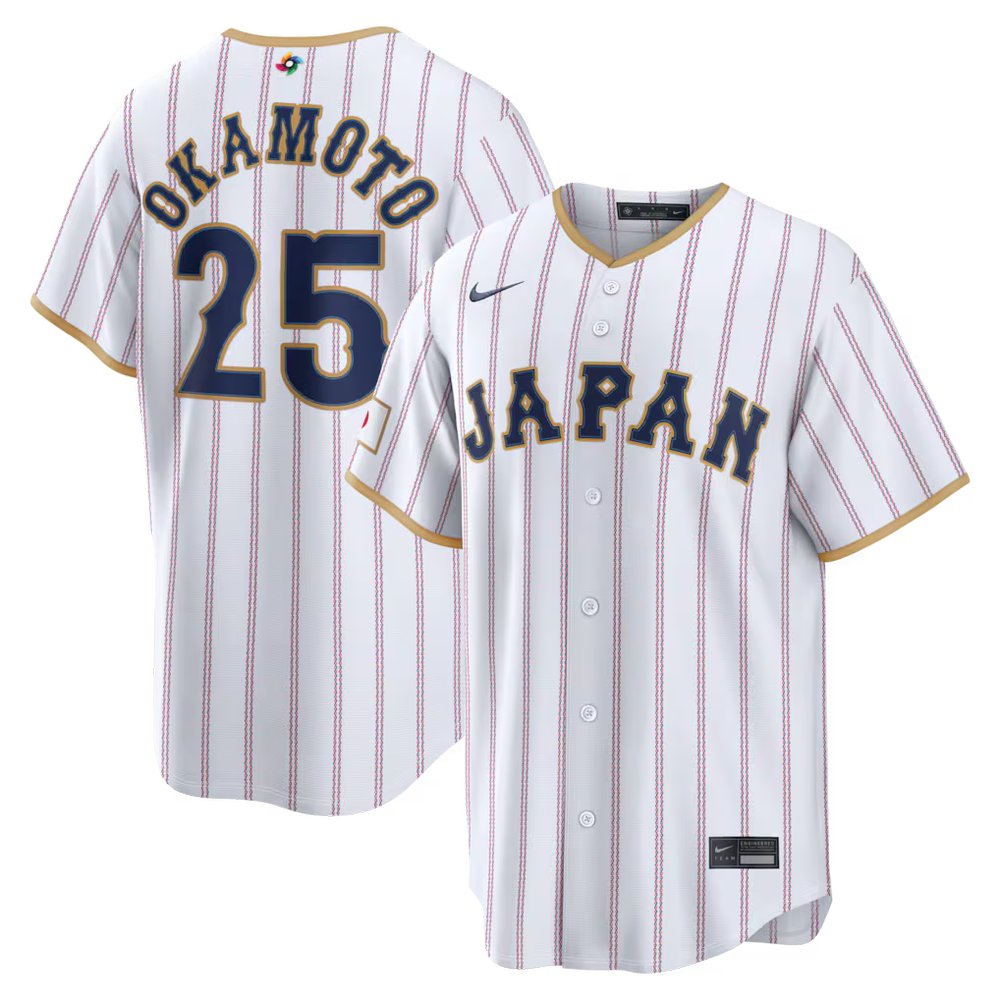 Men's Japan Baseball #25 Kazuma Okamoto White 2026 World Baseball Classic Home Stadium Jersey