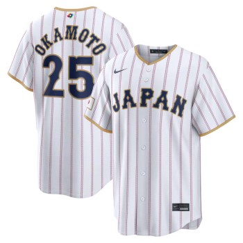 Men's Japan Baseball #25 Kazuma Okamoto White 2026 World Baseball Classic Home Stadium Jersey