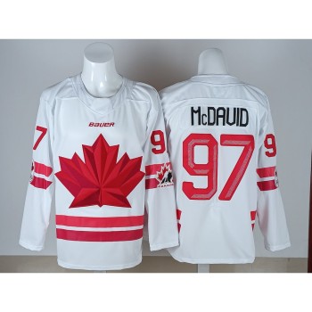 Youth Canada Hockey #97 Connor McDavid White 2026 Away Replica Jersey