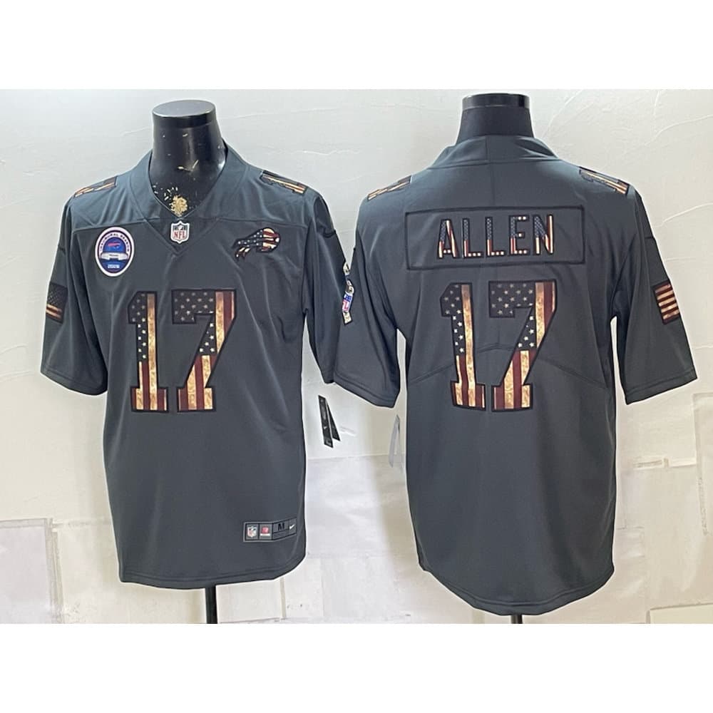 Youth Buffalo Bills #17 Josh Allen Grey USA Flag Vapor Limited Jersey
