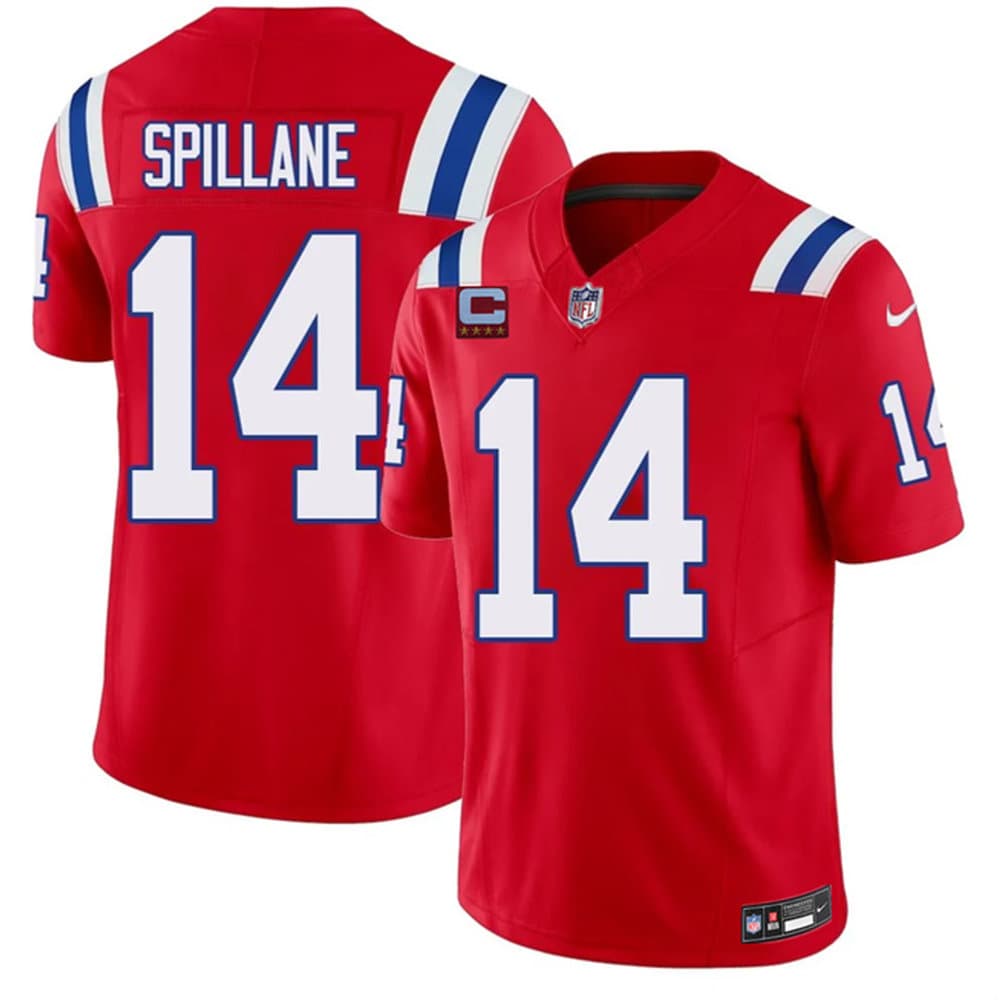 Men's New England Patriots #14 Robert Spillane Red 2026 4-Star C Pach Vapor F.U.S.E. Limited Jersey Men's New England Patriots #14 Robert Spillane Red 2026 4-Star C Pach Vapor F.U.S.E. Limited Jersey