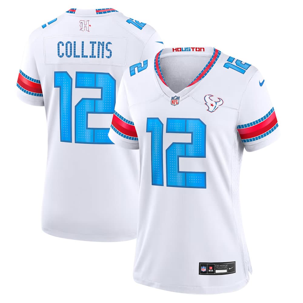 Women's Houston Texans #12 Nico Collins White 2026 Rivalries Collection Game Jersey