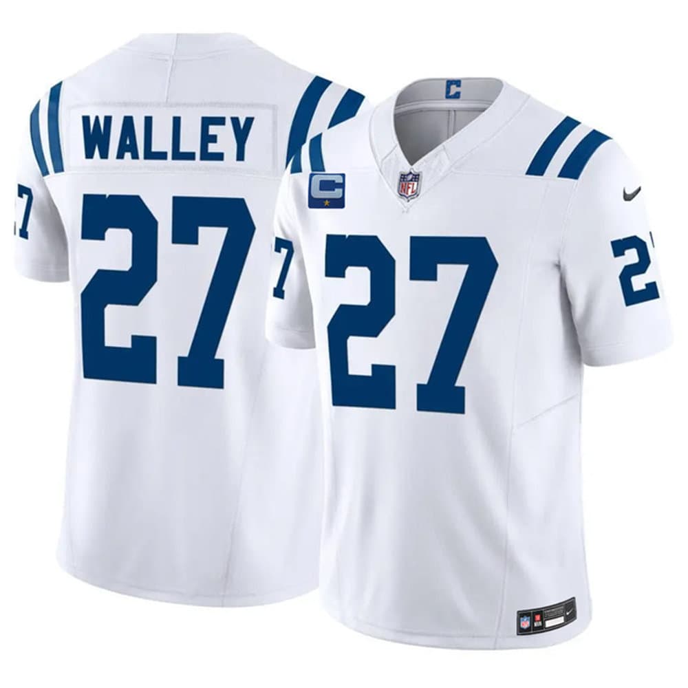 Men's Indianapolis Colts #27 Justin Walley White 2026 1-Star C Patch Vapor F.U.S.E. Limited Jersey