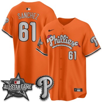 Men's Philadelphia Phillies #61 Cristopher Sanchez Orange 2026 MLB All-Star Jersey