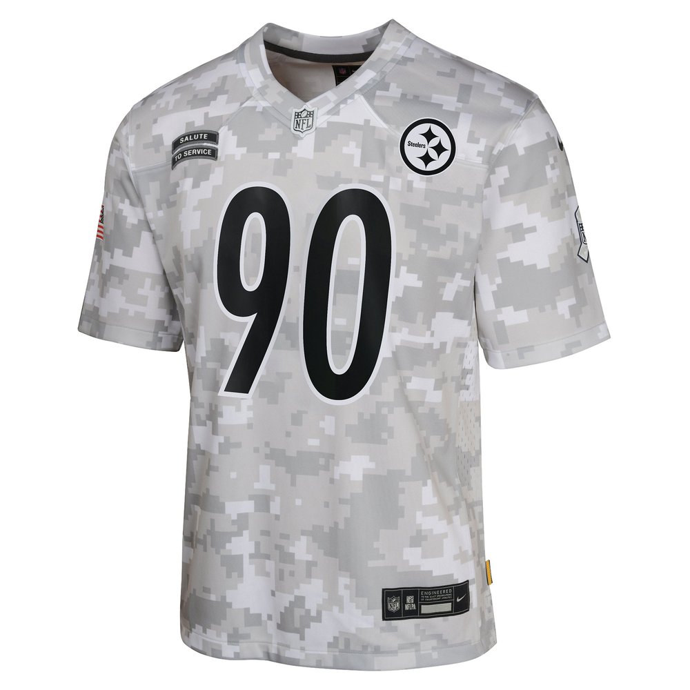 Youth Pittsburgh Steelers T.J. Watt Arctic Camo 2024 Salute to Service Game Jersey