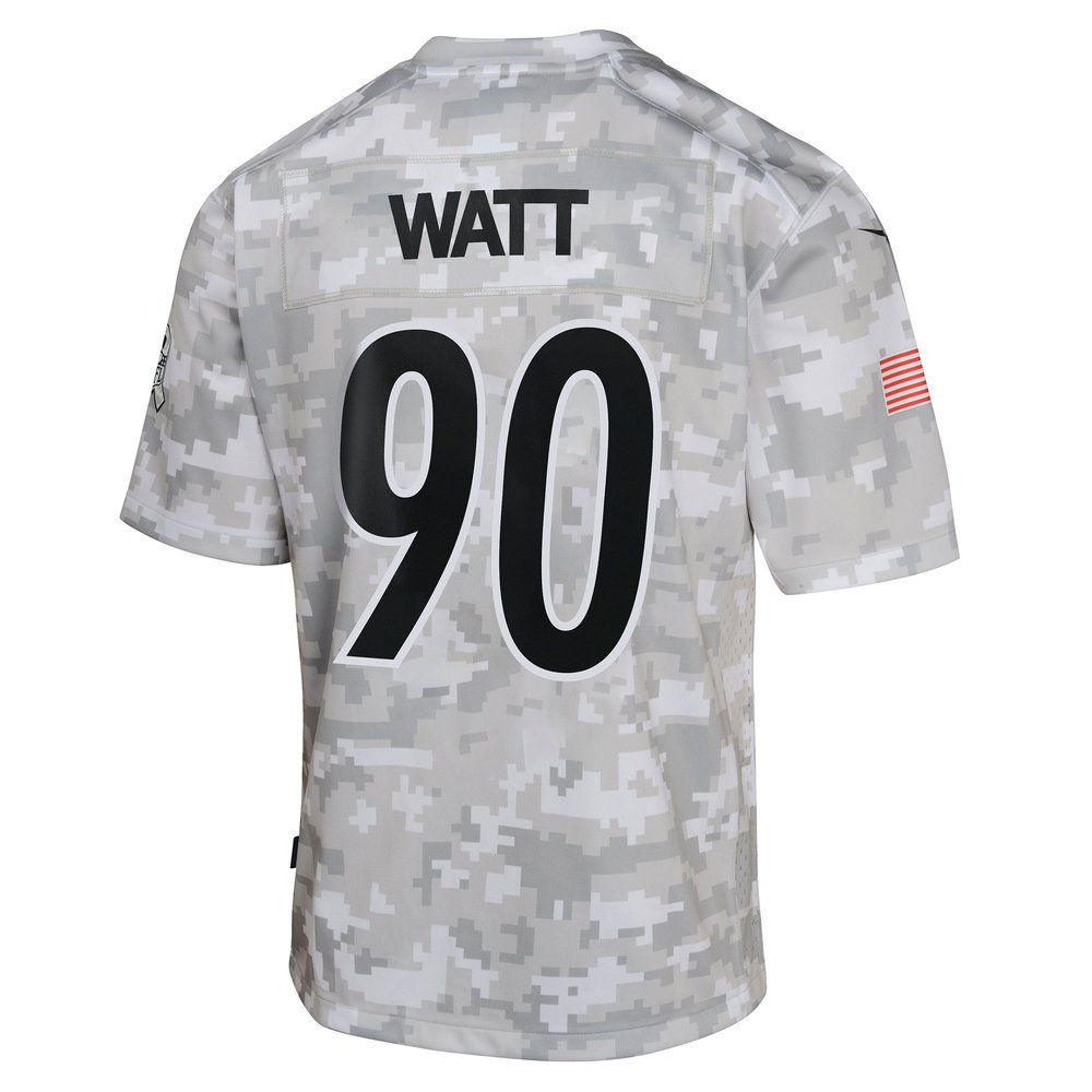 Youth Pittsburgh Steelers T.J. Watt Arctic Camo 2024 Salute to Service Game Jersey