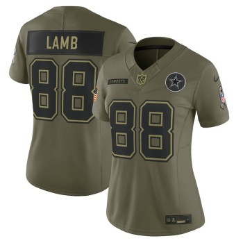 Women's Dallas Cowboys #88 CeeDee Lamb Nike Olive 2025 Salute to Service Limited Jersey