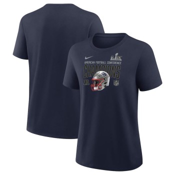 Women's New England Patriots Nike Navy 2025 AFC Champions Helmet T-Shirt