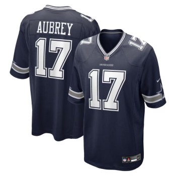 Men's Dallas Cowboys #17 Brandon Aubrey Nike Navy Team Game Jersey