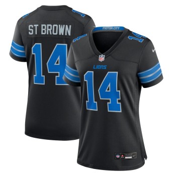 Women's Detroit Lions #14 Amon-Ra St. Brown Black 2nd Alternate Game Jersey Women's Detroit Lions #14 Amon-Ra St. Brown Black 2nd Alternate Game Jersey
