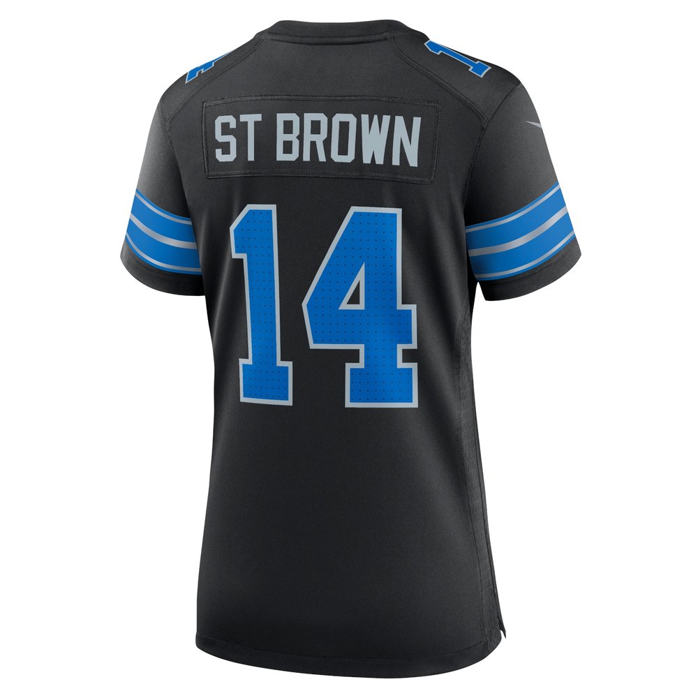 Women's Detroit Lions #14 Amon-Ra St. Brown Black 2nd Alternate Game Jersey Women's Detroit Lions #14 Amon-Ra St. Brown Black 2nd Alternate Game Jersey