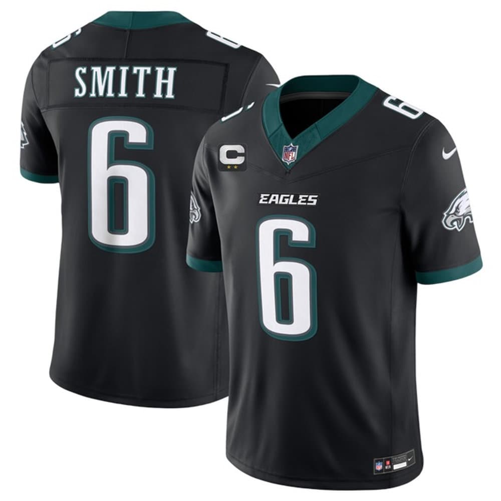 Men's Philadelphia Eagles #6 DeVonta Smith Black 2026 2-Star C Patch Vapor F.U.S.E. Untouchable Limited Throwback Jersey