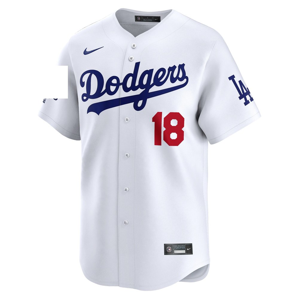 Men's Los Angeles Dodgers #18 Yoshinobu Yamamoto White 2024 World Series Champions Home Limited Player Jersey