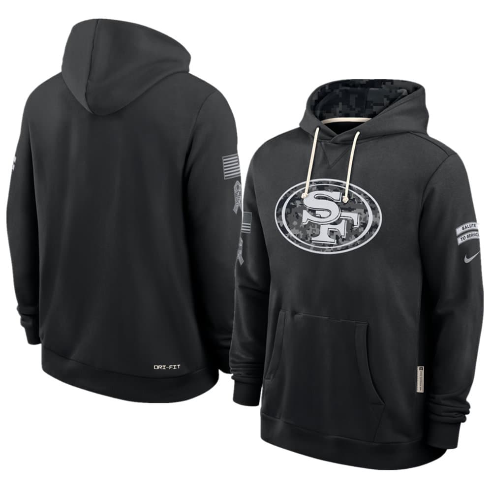 Men's San Francisco 49ers Nike Black 2026 Salute to Service Sideline Dri-FIT Pullover Hoodie