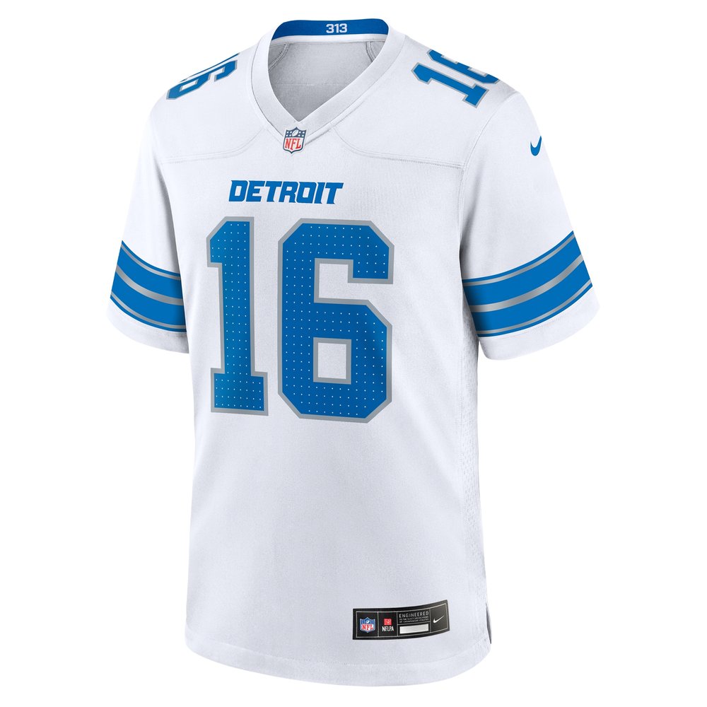 Men's Detroit Lions #16 Jared Goff White Game Jersey Men's Detroit Lions #16 Jared Goff White Game Jersey