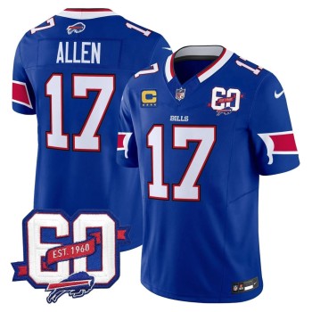 Youth Buffalo Bills #17 Josh Allen Royal 60th Anniversary Patch Vapor F.U.S.E. Limited Jersey