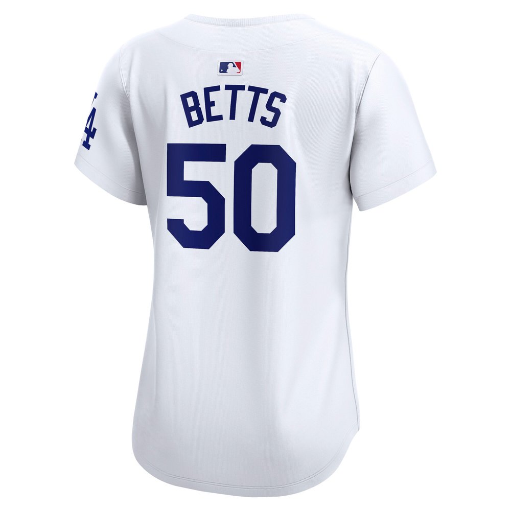 Women's Los Angeles Dodgers #50 Mookie Betts White 2024 World Series Home Limited Player Jersey