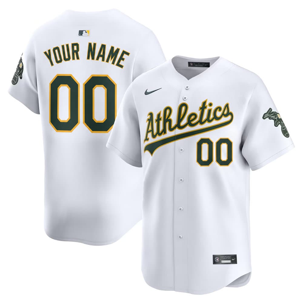 Youth Oakland Athletics White Home Limited Custom Jersey Youth Oakland Athletics White Home Limited Custom Jersey