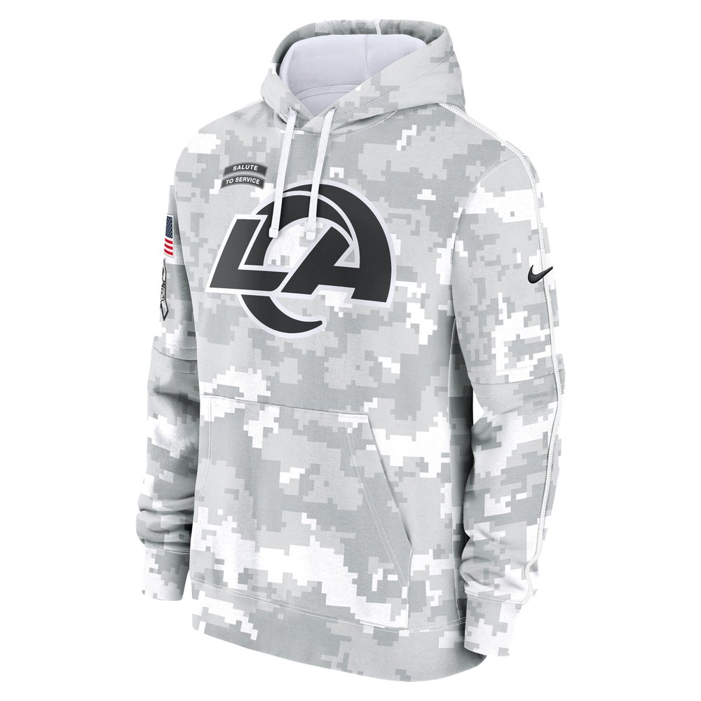Men's Los Angeles Rams Arctic Camo 2024 Salute to Service Club Fleece Pullover Hoodie