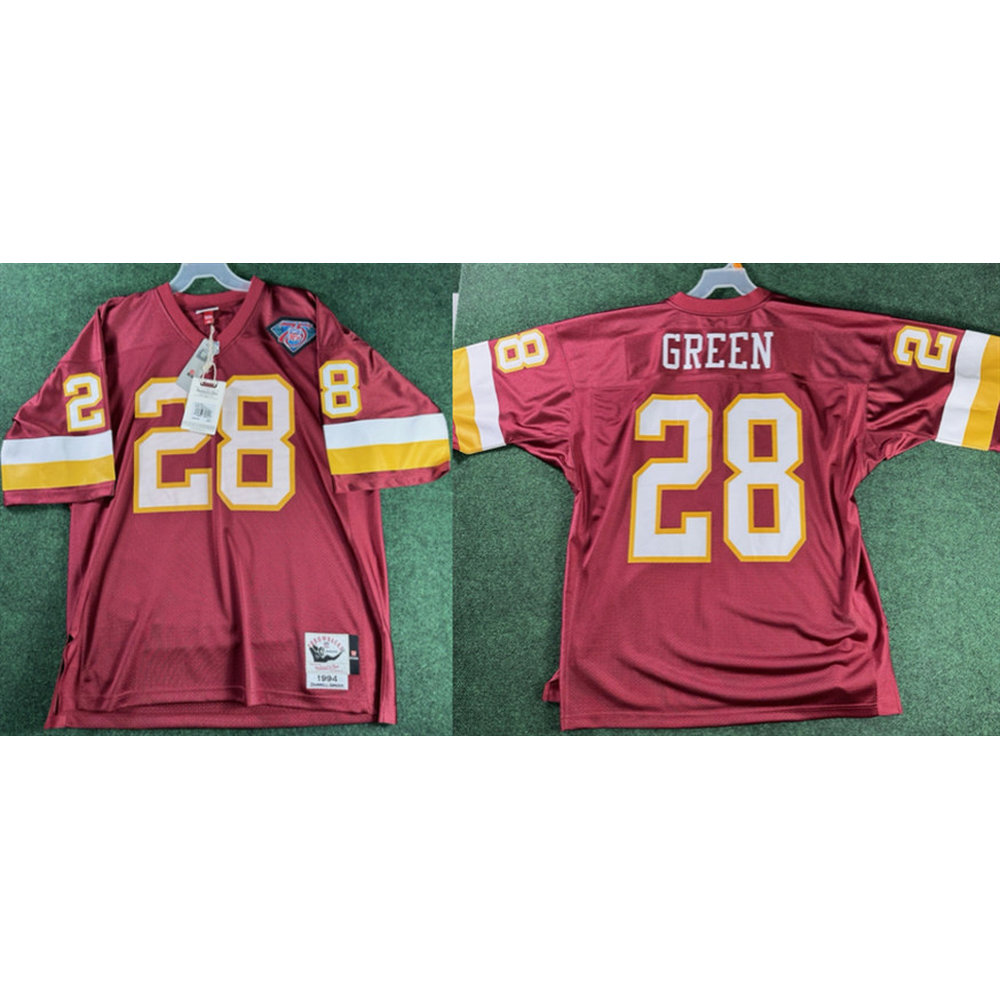 Men's Washington Commanders #28 Darrell Green Burgundy 1997 Stitched Football Jersey