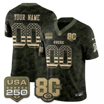 Youth San Francisco 49ers Camo 2026 Salute to Service Vapor F.U.S.E. Limited Custom Jersey
