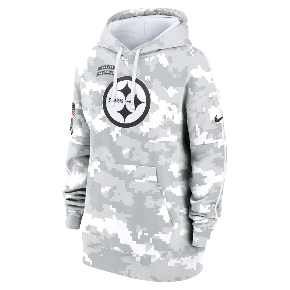 Women's Pittsburgh Steelers Arctic Camo 2024 Salute To Service Club Fleece Pullover Hoodie