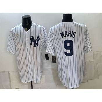 Men's New York Yankees #9 Roger Maris White Home Cool Base Stitched Baseball Jersey
