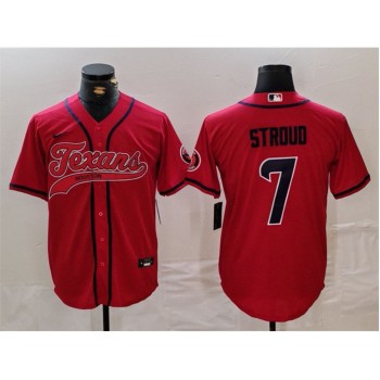 Men's Houston Texans #7 C.J. Stroud Red With Patch Cool Base Stitched Baseball Jersey Men's Houston Texans #7 C.J. Stroud Red With Patch Cool Base Stitched Baseball Jersey