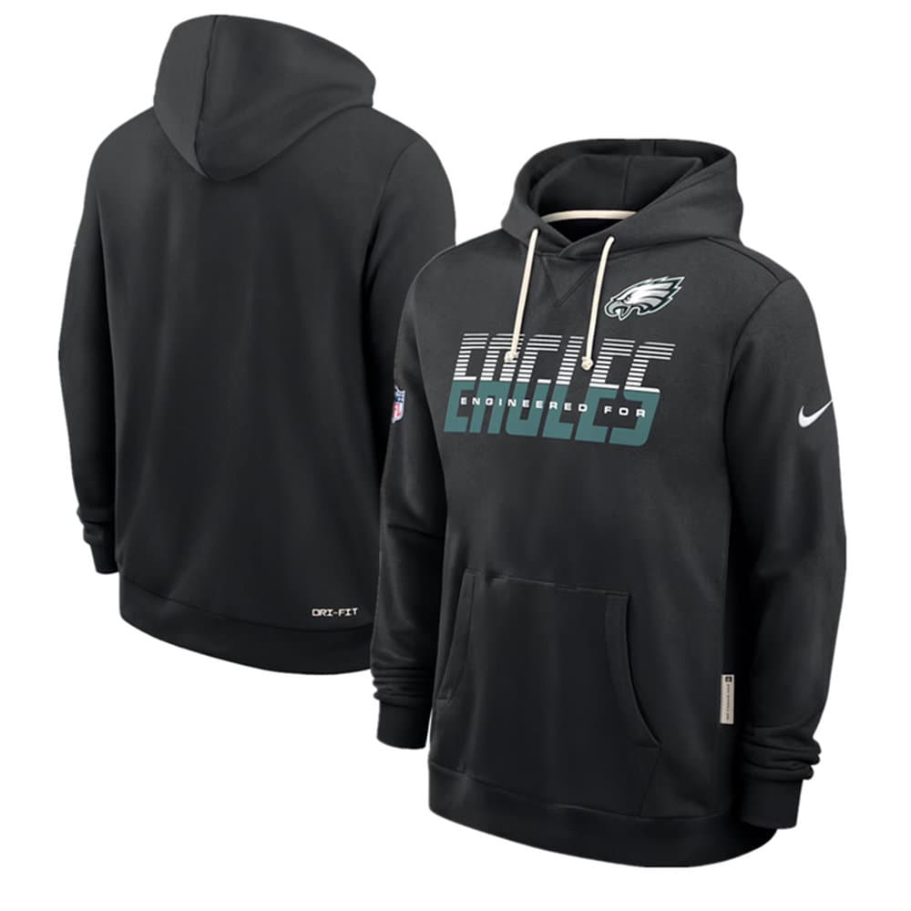 Men's Philadelphia Eagles Black Sideline Standard Issue Top Prospect Dri-FIT Hoodie