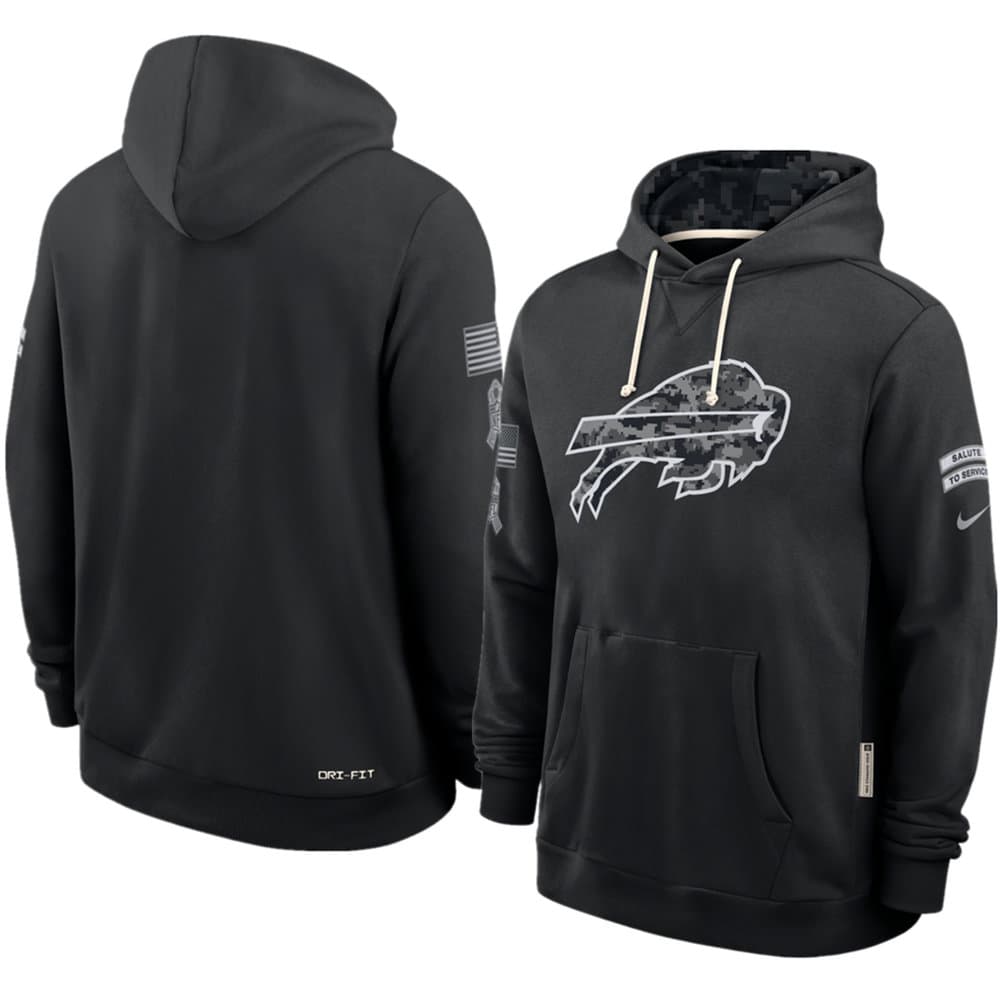 Men's Buffalo Bills Nike Black 2026 Salute to Service Sideline Dri-FIT Pullover Hoodie