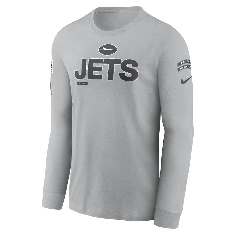Men's New York Jets Gray 2024 Salute To Service Long Sleeve T-Shirt