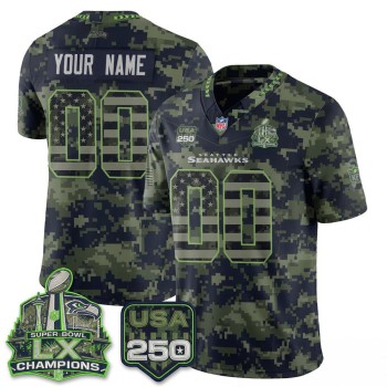 Youth Seattle Seahawks Camo 2026 Salute to Service Edition Vapor F.U.S.E. Limited Custom Jersey