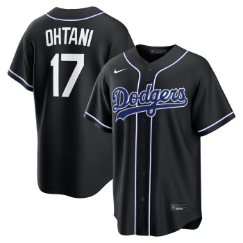 Men's Los Angeles Dodgers #17 Shohei Ohtani Fashion Replica Black Out Jersey Men's Los Angeles Dodgers #17 Shohei Ohtani Fashion Replica Black Out Jersey