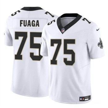 Men's New Orleans Saints #75 Taliese Fuaga White 2024 Draft F.U.S.E Vapor Limited Stitched Football Jersey Men's New Orleans Saints #75 Taliese Fuaga White 2024 Draft F.U.S.E Vapor Limited Stitched Football Jersey