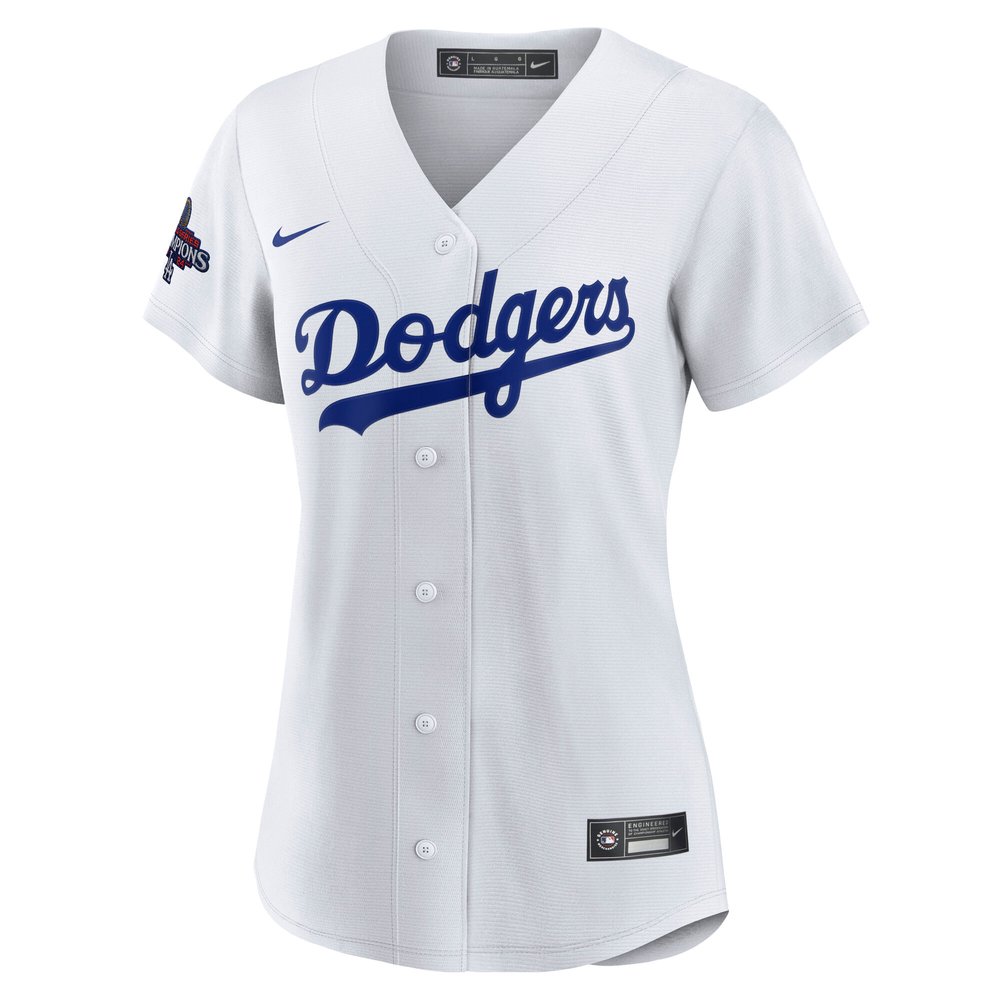 Women's Los Angeles Dodgers #18 Yoshinobu Yamamoto White 2024 World Series Champions Home Japanese Characters Replica Player Jersey