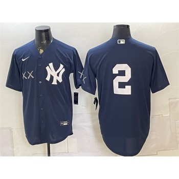 Men's New York Yankees x KAWS #2 Derek Jeter Navy Stadium Baseball Jersey