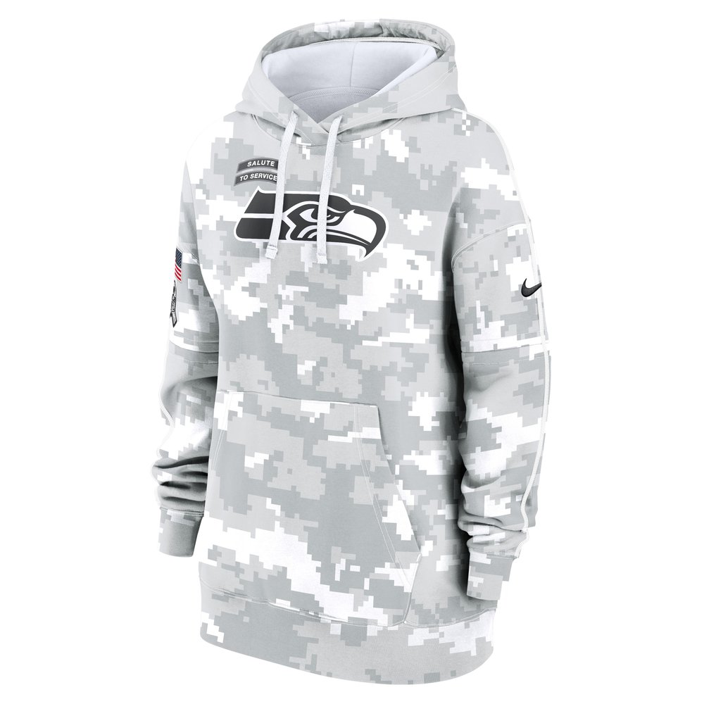 Women's Seattle Seahawks Arctic Camo 2024 Salute To Service Club Fleece Pullover Hoodie